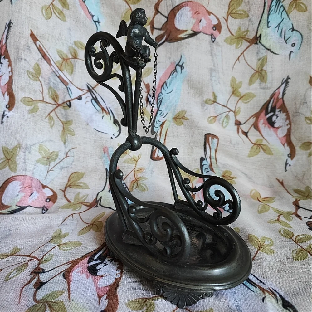 Victorian Cherub Wine Bottle Holder  Vintage Home Decor Vase Conversation Piece